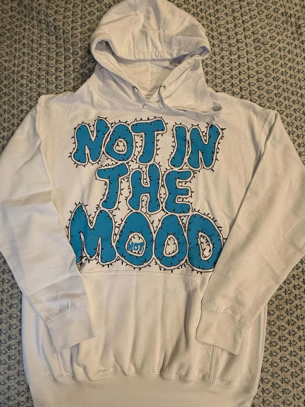Mood Swings Not In The Mood Graphic Hoodie White Size L